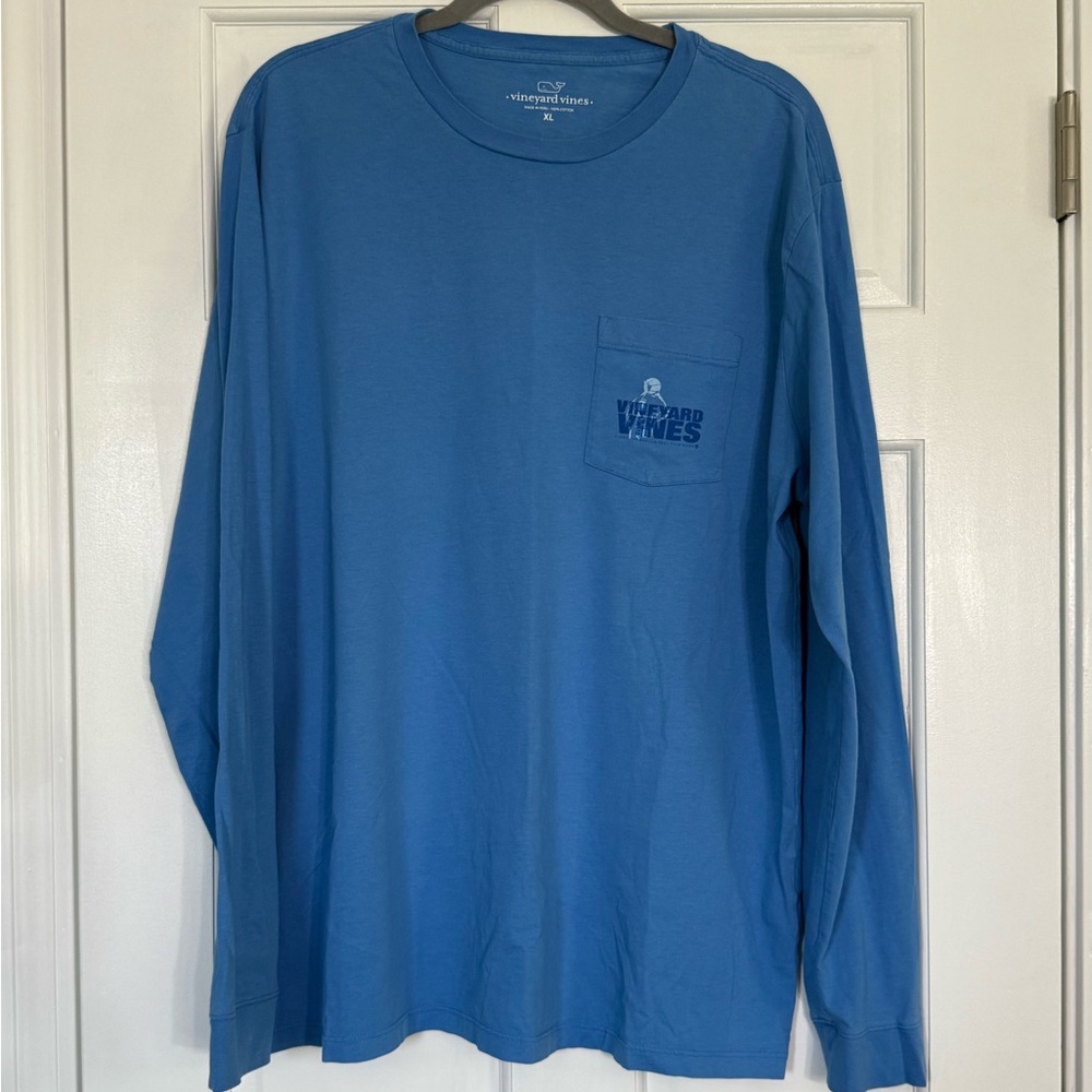 Vineyard Vines Blue Long Sleeve Tee w/Basketball design logo